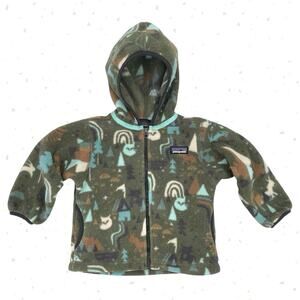 Patagonia Synchilla Zip Up Green Fleece Printed Jacket Baby Size 12 - 18 Months